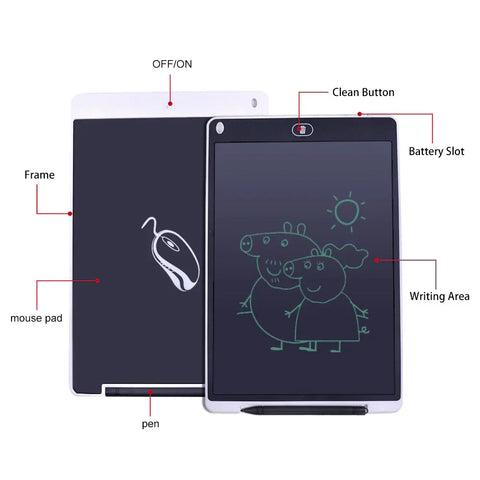 Kids LCD Writing Pad - 8.5-Inch Portable Electronic Digital Drawing & Ruff E-Writer Tablet
