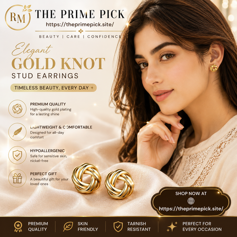 Elegant Gold Knot Stud Earrings for Women – Korean Minimalist Style