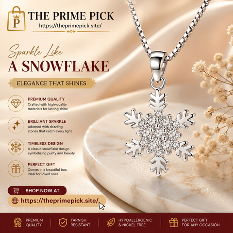 Luxury Snowflake Crystal Pendant Necklace for Women – Silver Zircon Korean Jewelry