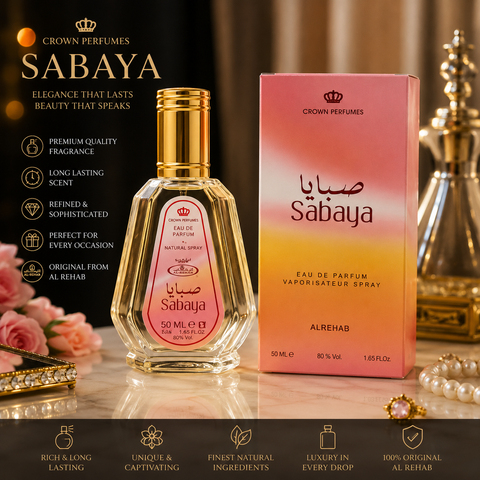 Sabaya Eau De Parfum for Women 50ml – Long Lasting Floral Fruity Perfume | Al-Rehab Crown Perfumes