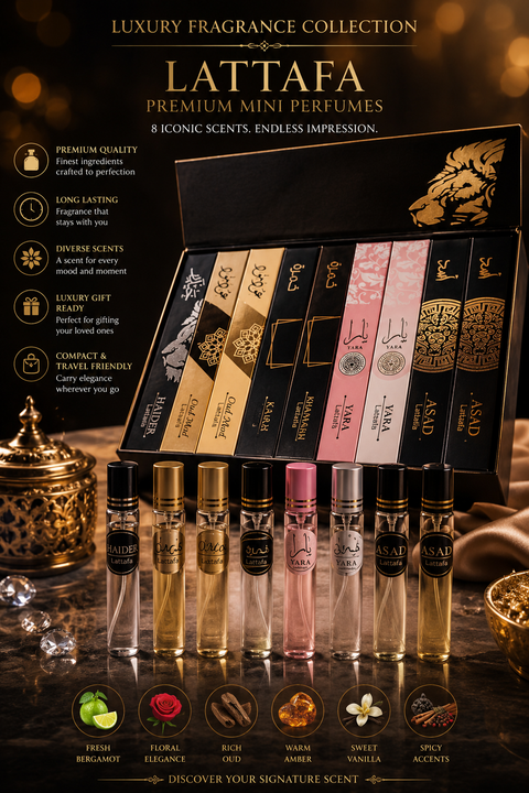 Lattafa Perfume Mini Travel Spray Set – 5 Premium Fragrances | Long Lasting Pocket Perfume Collection