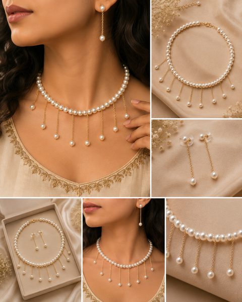 Royal Pearl Drop Necklace | Premium Bridal & Party Jewelry for Women