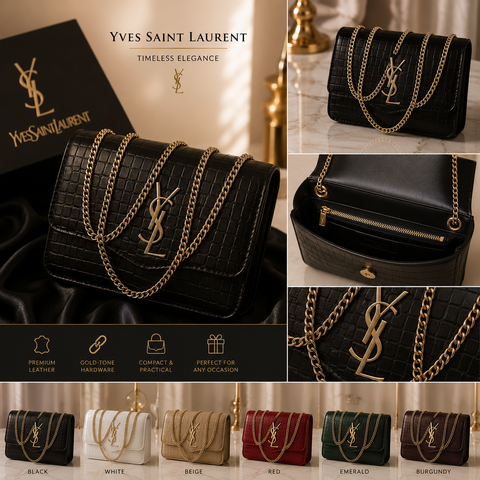 Black Rexine Chain Crossbody Bag for Women – Stylish Multipurpose Handbag