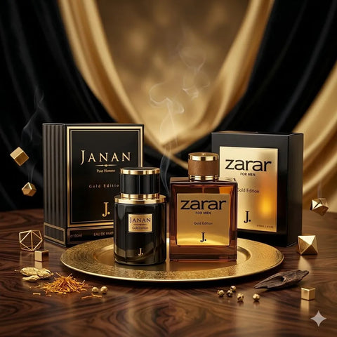 J. Janan Gold Edition & Zarar Gold Edition Perfume Combo for Men – Long Lasting Eau De Parfum Gift Set (100ml + 100ml)