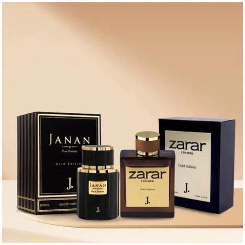 J. Janan Gold Edition & Zarar Gold Edition Perfume Combo for Men – Long Lasting Eau De Parfum Gift Set (100ml + 100ml)