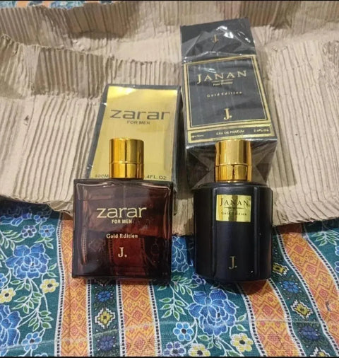 J. Janan Gold Edition & Zarar Gold Edition Perfume Combo for Men – Long Lasting Eau De Parfum Gift Set (100ml + 100ml)