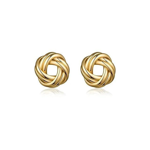 Elegant Gold Knot Stud Earrings for Women – Korean Minimalist Style