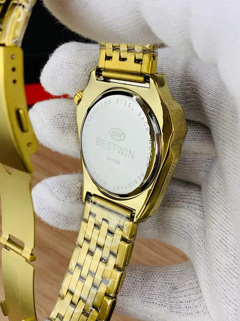 BESTWIN Luxury Gold Touch Digital Watch – LED Touch Screen Stainless Steel