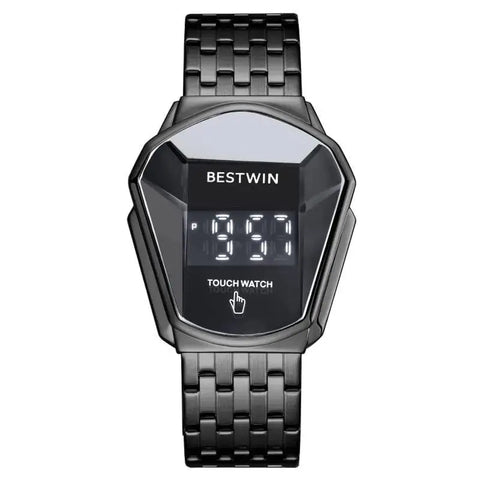 BESTWIN Luxury Gold Touch Digital Watch – LED Touch Screen Stainless Steel
