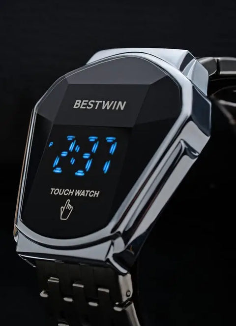 BESTWIN Luxury Gold Touch Digital Watch – LED Touch Screen Stainless Steel
