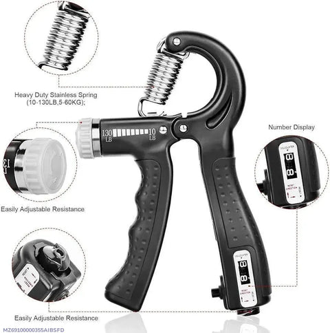 Adjustable Hand Grip Strengthener with Counter | 5–60KG Forearm Exerciser | Hand Grip Trainer for Gym & Fitness