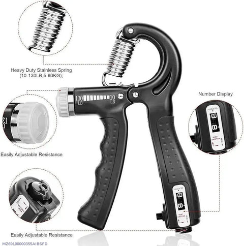 Adjustable Hand Grip Strengthener with Counter | 5–60KG Forearm Exerciser | Hand Grip Trainer for Gym & Fitness