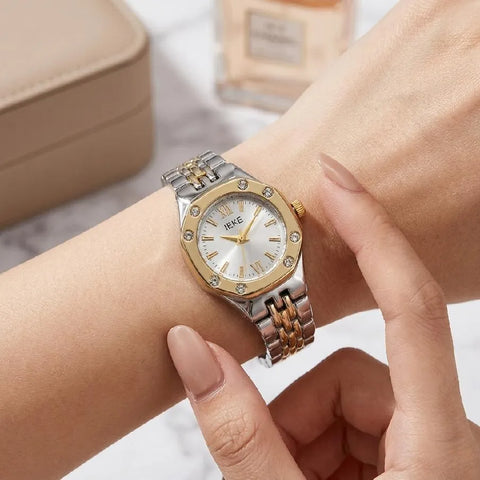 IEKE Luxury Two-Tone Crystal Women's Watch – Stainless Steel with Gift Box