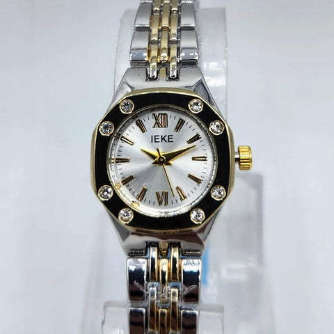 IEKE Luxury Two-Tone Crystal Women's Watch – Stainless Steel with Gift Box