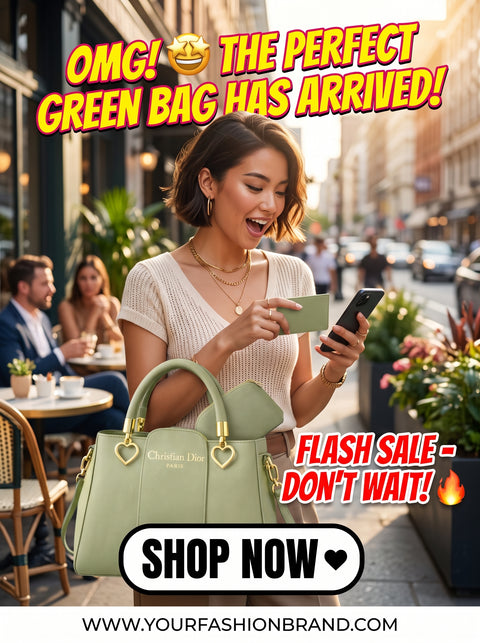 Luxury 3 Pcs Women's Green Leather Handbag Set | Premium Shoulder & Tote Bag with Pouch & Card Holder