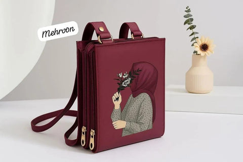 Mehroon Printed Crossbody Handbag – Elegant Women Fashion Bag