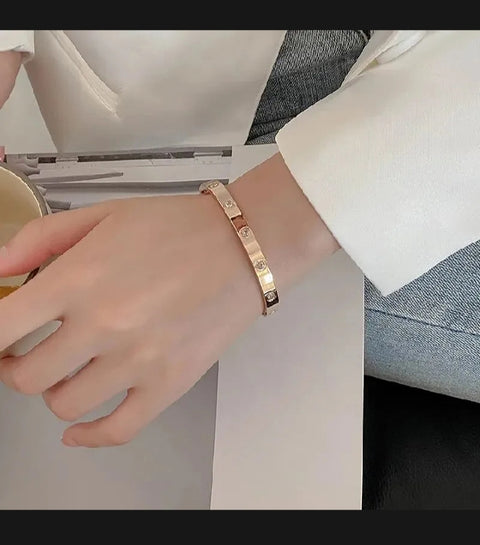 ✨ Stainless Steel Diamond Stone Bangle Bracelet for Girls & Women ✨