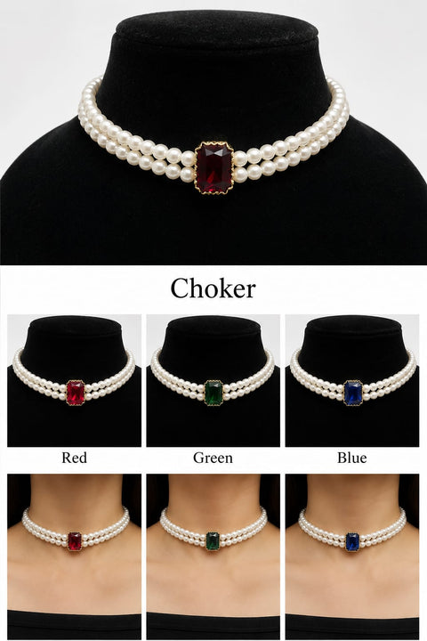 Imperial Pearl Choker Necklace | Purple Crystal Pearl Choker for Women