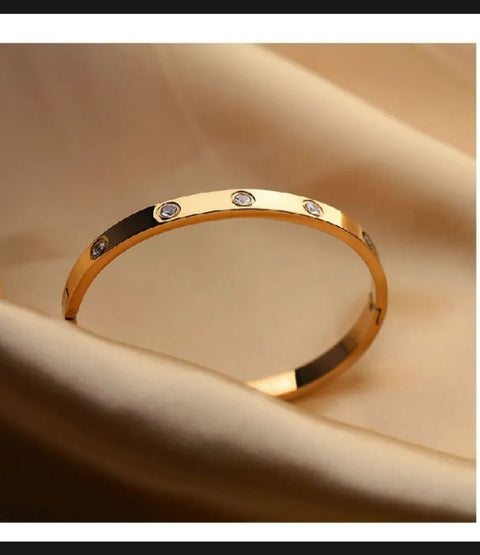 ✨ Stainless Steel Diamond Stone Bangle Bracelet for Girls & Women ✨