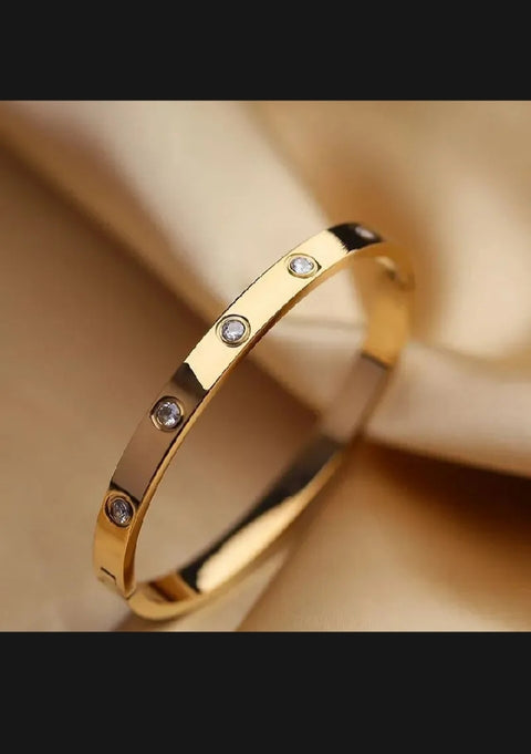 ✨ Stainless Steel Diamond Stone Bangle Bracelet for Girls & Women ✨