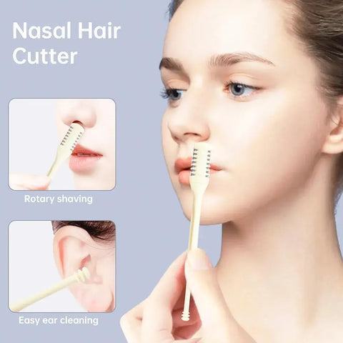 2 Pcs Nasal Manual Nose Hair Trimmer Set 360 Rotating Safe Painless Nasal Hair Remover